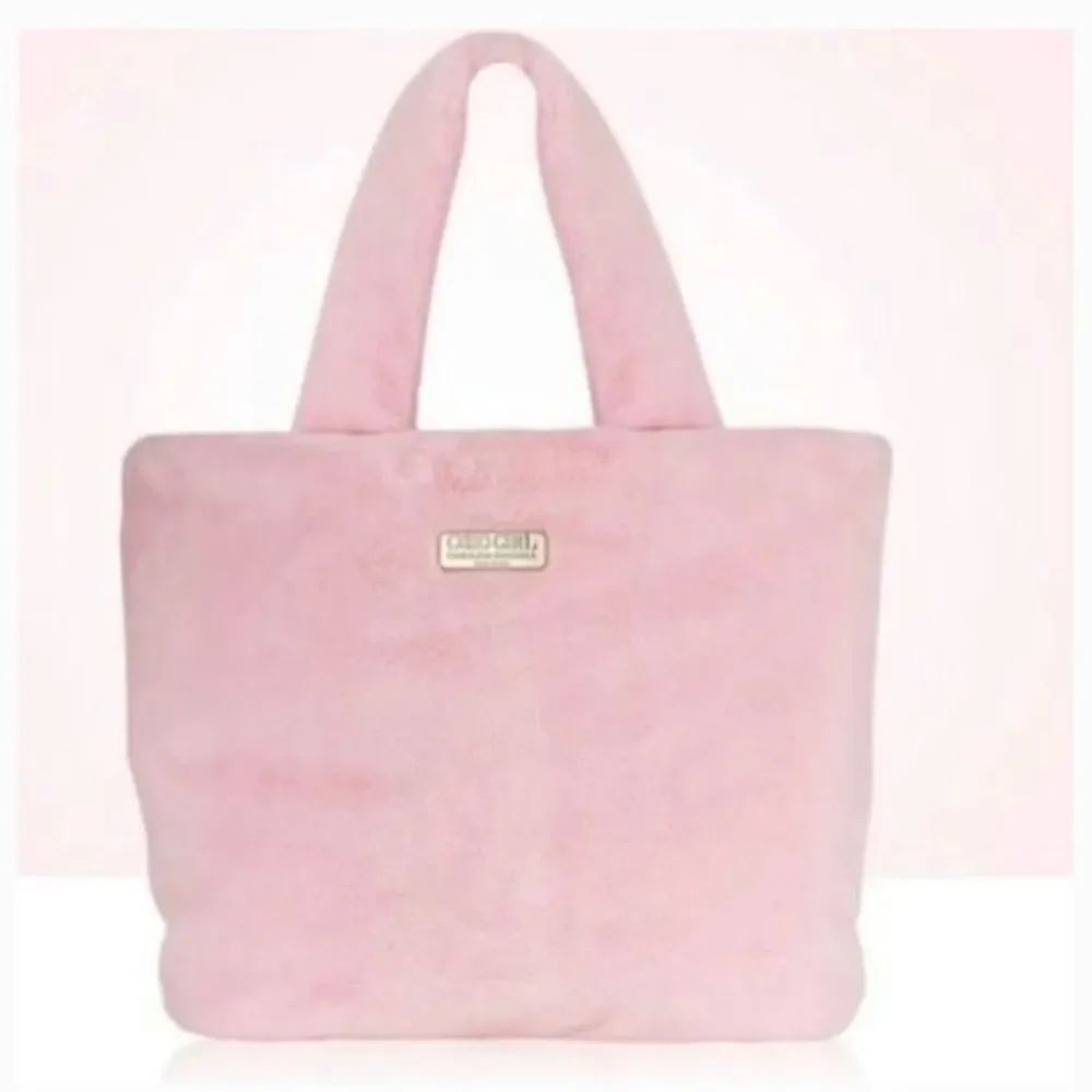 NEW Carolina Herrera Good Girl Y2K Baby Pink Faux Fur Tote Shoulder Bag